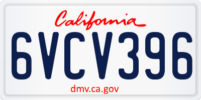 CA license plate 6VCV396