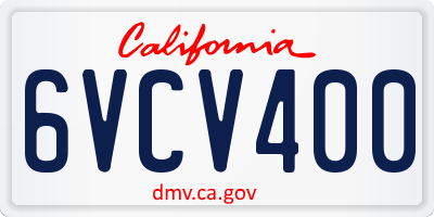 CA license plate 6VCV400
