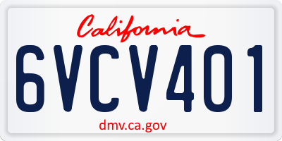 CA license plate 6VCV401