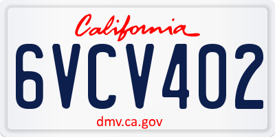 CA license plate 6VCV402