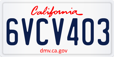 CA license plate 6VCV403