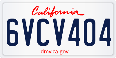 CA license plate 6VCV404