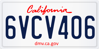 CA license plate 6VCV406