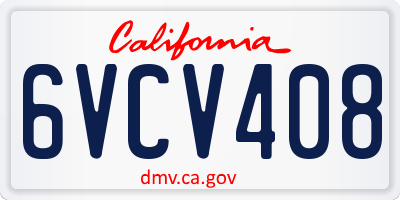 CA license plate 6VCV408