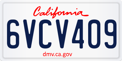 CA license plate 6VCV409