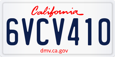 CA license plate 6VCV410