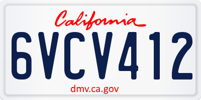 CA license plate 6VCV412