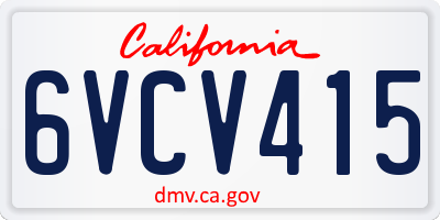 CA license plate 6VCV415