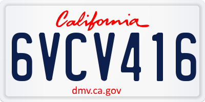 CA license plate 6VCV416