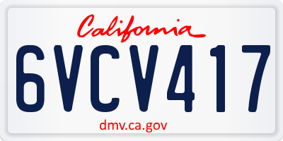 CA license plate 6VCV417