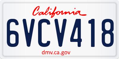 CA license plate 6VCV418