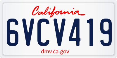 CA license plate 6VCV419