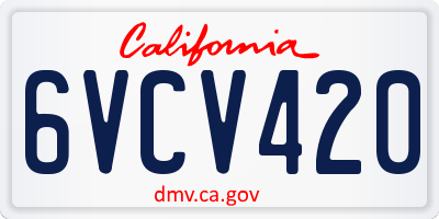 CA license plate 6VCV420
