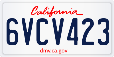 CA license plate 6VCV423