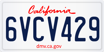 CA license plate 6VCV429