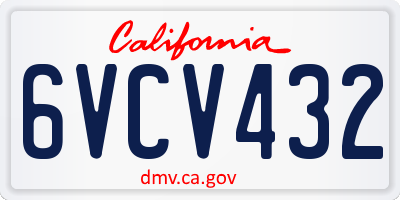 CA license plate 6VCV432