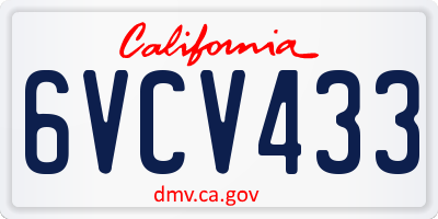 CA license plate 6VCV433
