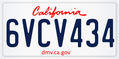 CA license plate 6VCV434