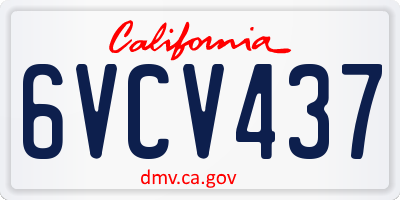 CA license plate 6VCV437