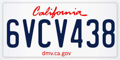 CA license plate 6VCV438