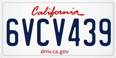 CA license plate 6VCV439