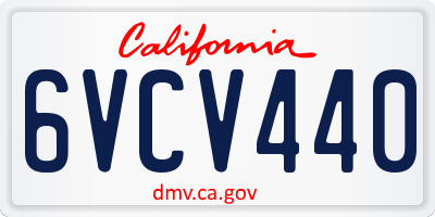 CA license plate 6VCV440