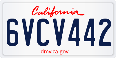 CA license plate 6VCV442