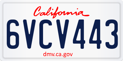 CA license plate 6VCV443