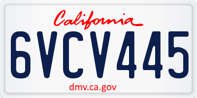 CA license plate 6VCV445