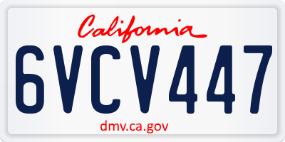 CA license plate 6VCV447