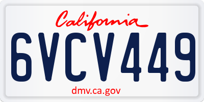 CA license plate 6VCV449