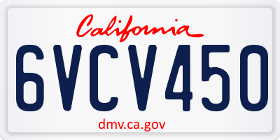 CA license plate 6VCV450
