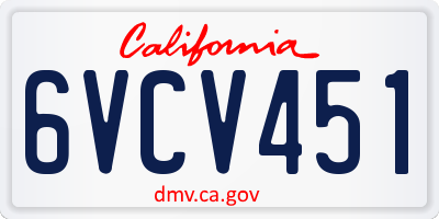 CA license plate 6VCV451