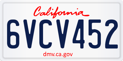 CA license plate 6VCV452