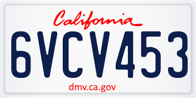 CA license plate 6VCV453