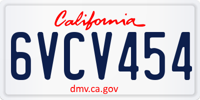 CA license plate 6VCV454