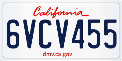 CA license plate 6VCV455