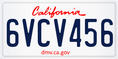 CA license plate 6VCV456