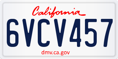 CA license plate 6VCV457