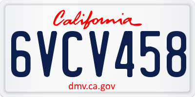 CA license plate 6VCV458