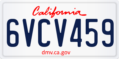 CA license plate 6VCV459