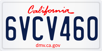CA license plate 6VCV460