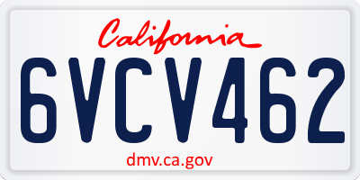 CA license plate 6VCV462