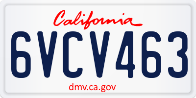 CA license plate 6VCV463