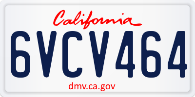 CA license plate 6VCV464