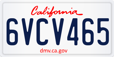 CA license plate 6VCV465