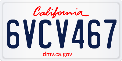 CA license plate 6VCV467