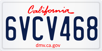CA license plate 6VCV468