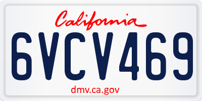 CA license plate 6VCV469