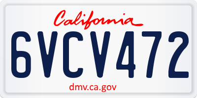CA license plate 6VCV472